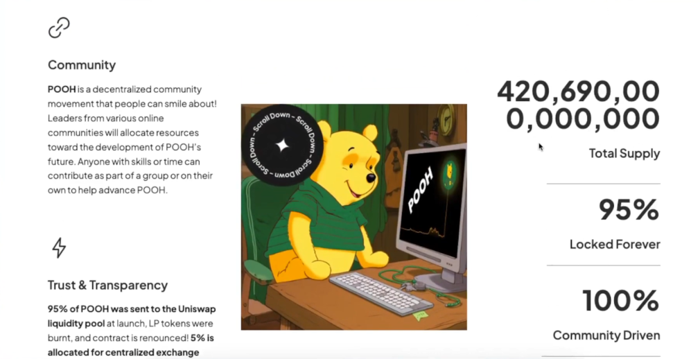 Winnie the Pooh at a computer with text about community and trust