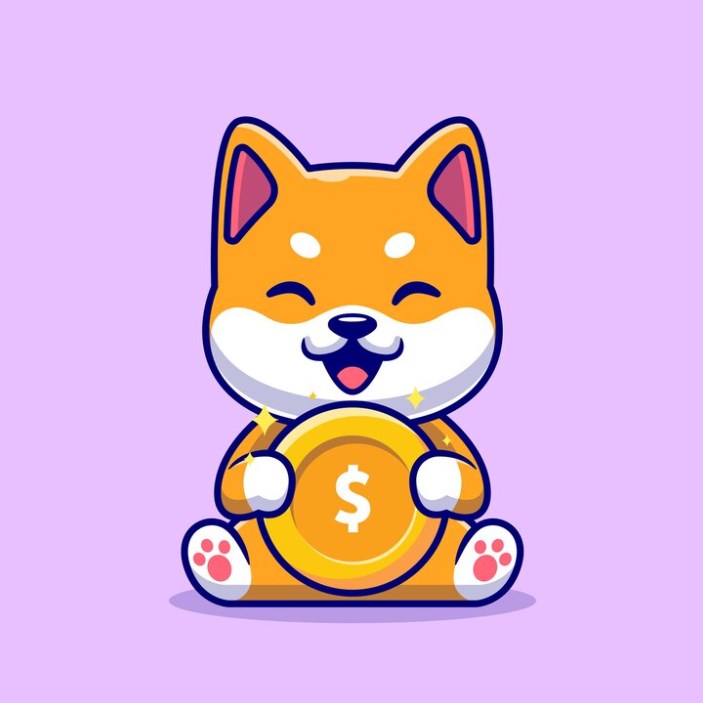 Shiba Inu holding a gold coin